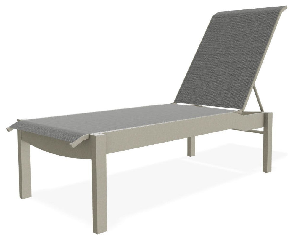 Leeward Sling Stackable Outdoor Chaise Lounge, Anchor/Storm