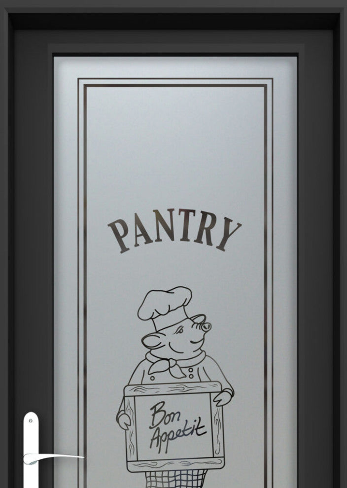 Pantry Door - Piggy Chef - Primed - 28" x 80" - Knob on Left - Pull Open