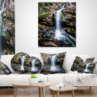 Waterfall in Sofia Bulgaria Landscape Printed Throw Pillow, 16"x16"