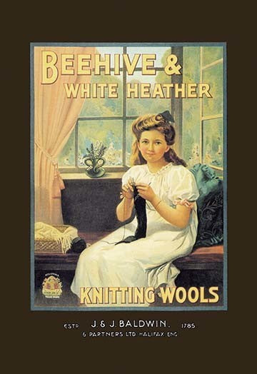 Beehive and White Heather Knitting Tools - Gallery Wrapped Canvas Art 28" x 42"