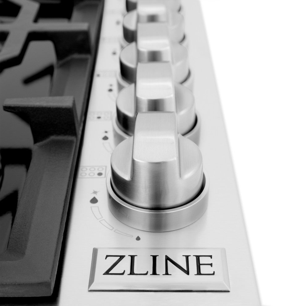 ZLINE 36" Gas Cooktop With 6 Gas Brass Burners, RC-BR-36-PBT