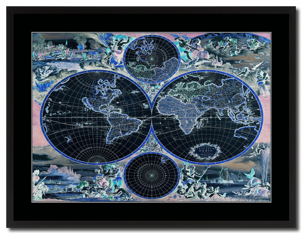 Frederick Ee Wit Vivid Map Print On Canvas With Black Frame, 28" X 37"
