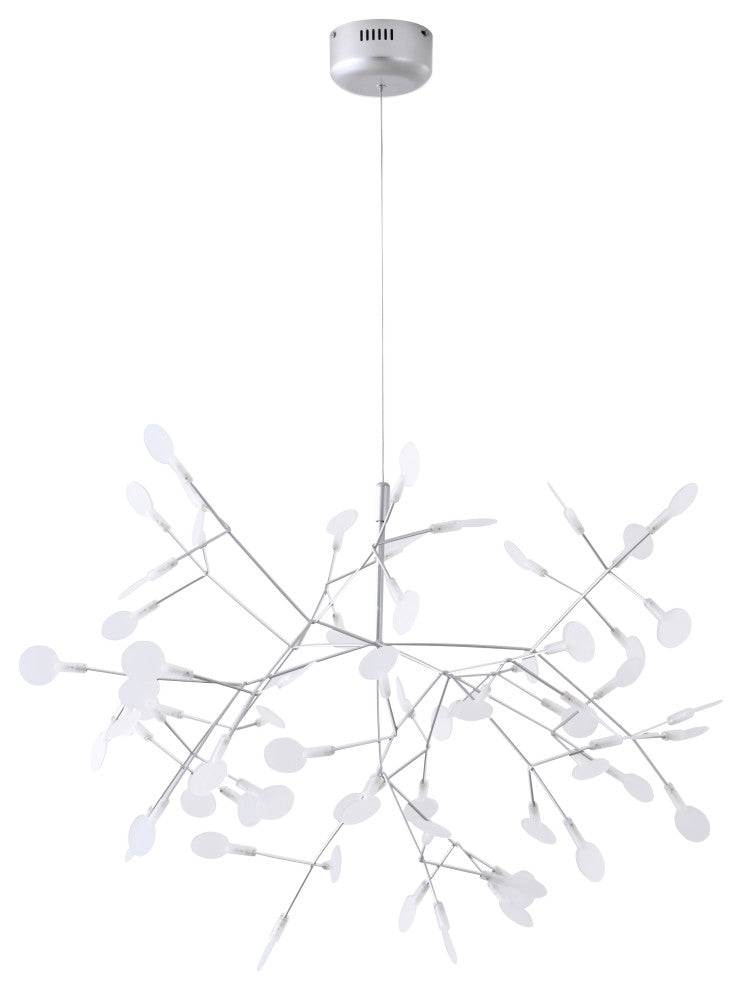 Silver Metal LED Chandelier With Frosted Acrylic Diffusers