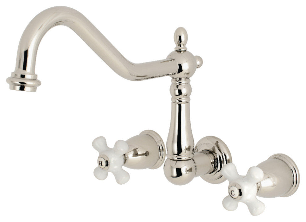 Kingston Brass Wall Mount Tub Faucet, Polished Nickel