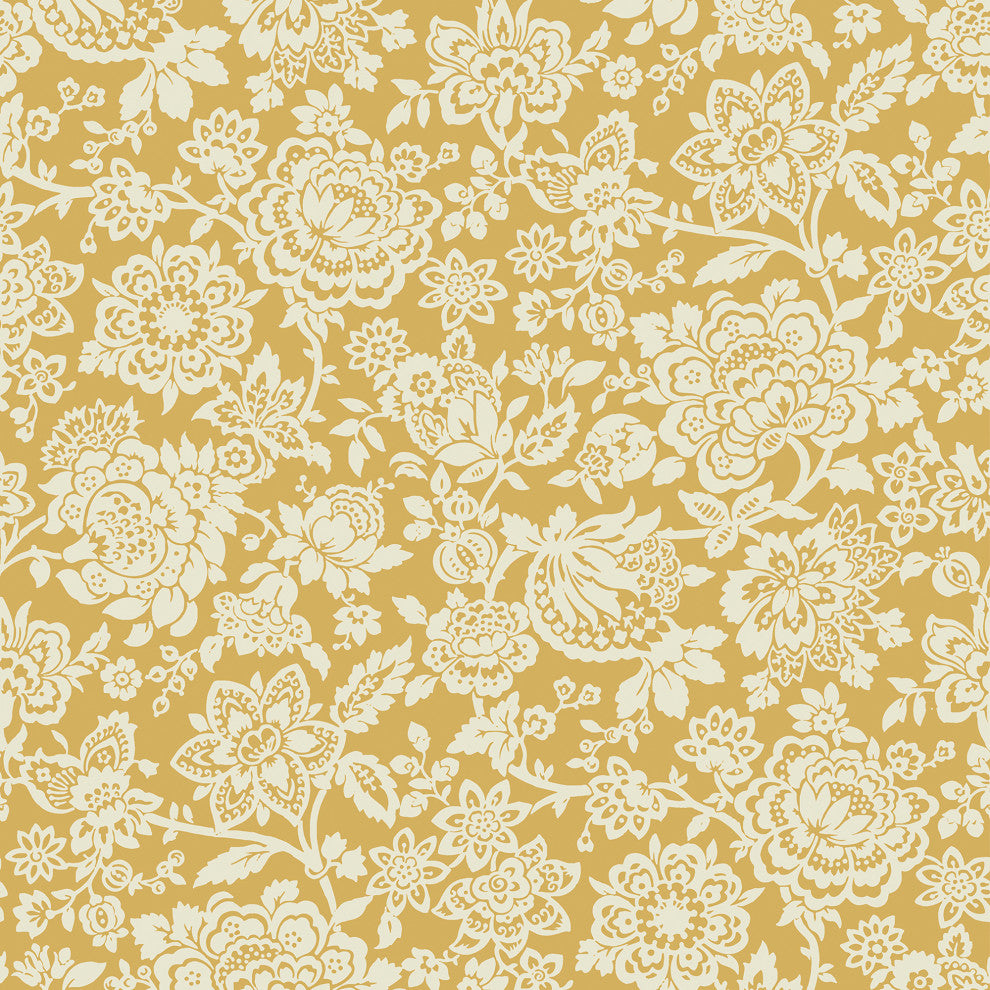 Laura Ashley Trailing Laurissa Wallpaper, Pale Ochre Yellow