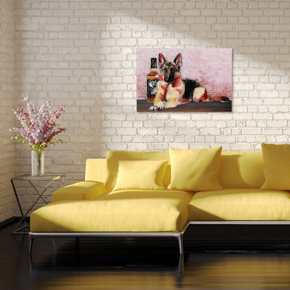 "German Jack" Dog Fashion Wall Art Frameless Free Floating Tempered Glass 24x16