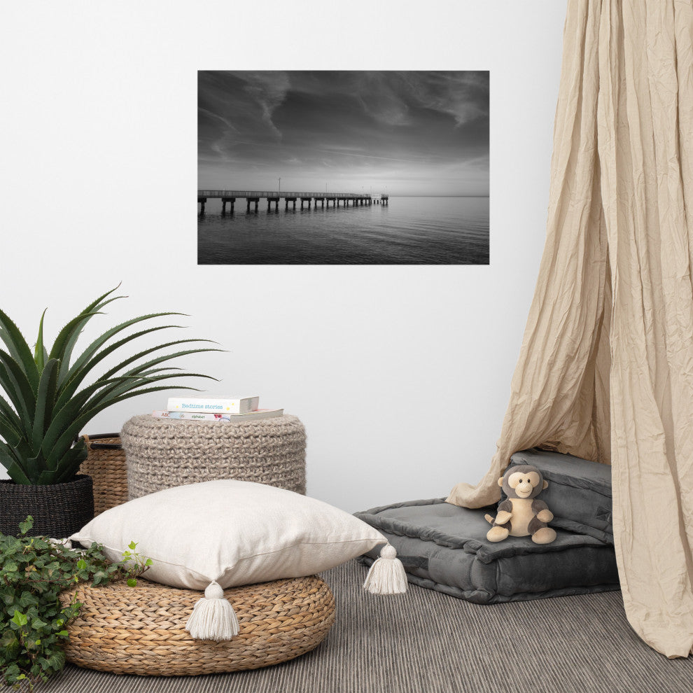 End of the Pier Landscape Photo, Beach Unframed Wall Art Print, 24" X 36"