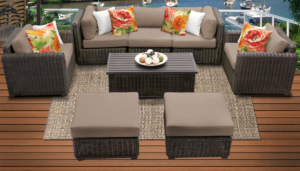 Venice 8 Piece Outdoor Wicker Patio Furniture Set 08c