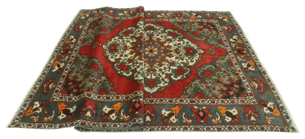 Fine Vintage Distressed Ahtisham Red/Ivory Rug, 6'6 x 9'10