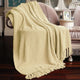 Tweed Knitted Throw Blanket, Light Camel Beige, 50"x60"