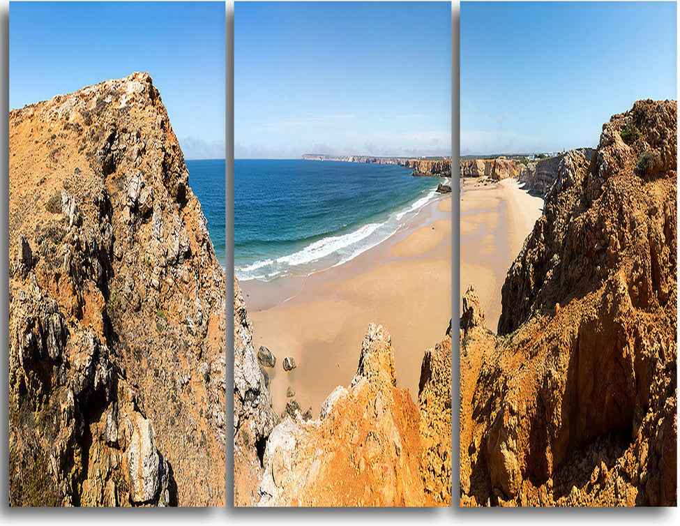 "Rocky Bay Portugal Panorama" Metal Wall Art, 3 Panels, 36"x28"