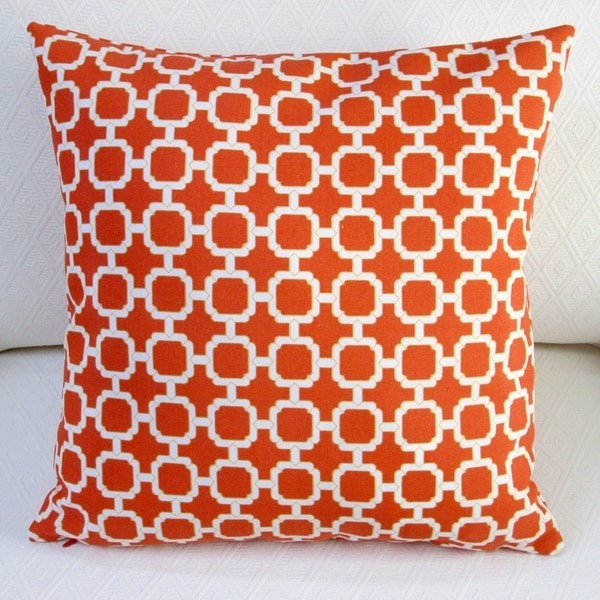 Outdoor Hockley Mandarin Or Teal Modern Geometric 18x18 Throw Pillow Set Of 2, M