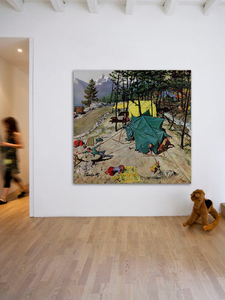"Making Camp" Painting Print on Canvas by Thornton Utz