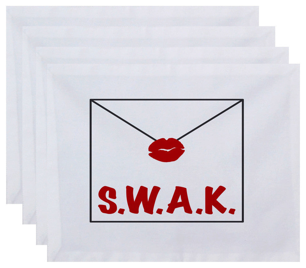 18"x14" Valentine Print Placemat, Red, Set of 4