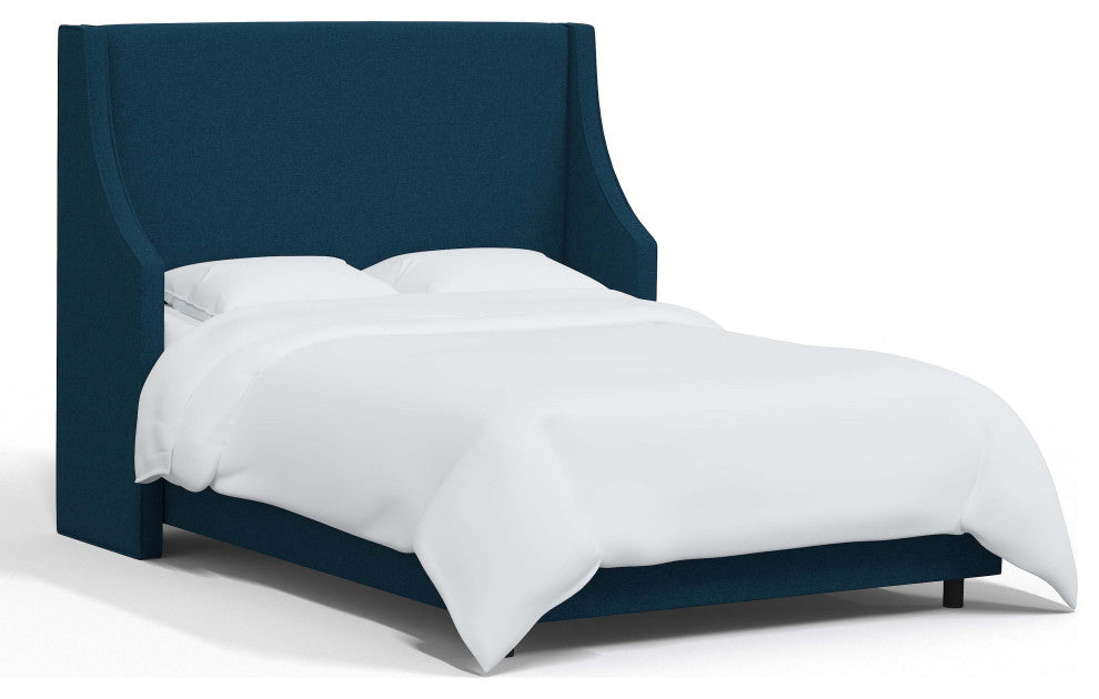 Fully Upholstered Wingback Bed, Zuma Navy, Full