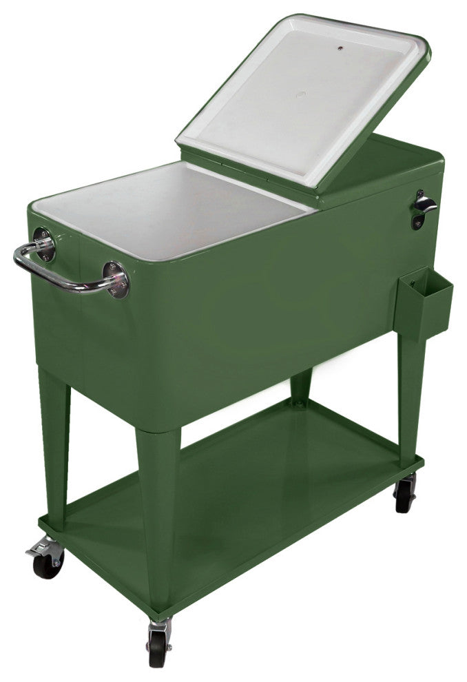 Clevr Retro 80 Quart Rolling Cooler Ice Chest, Green