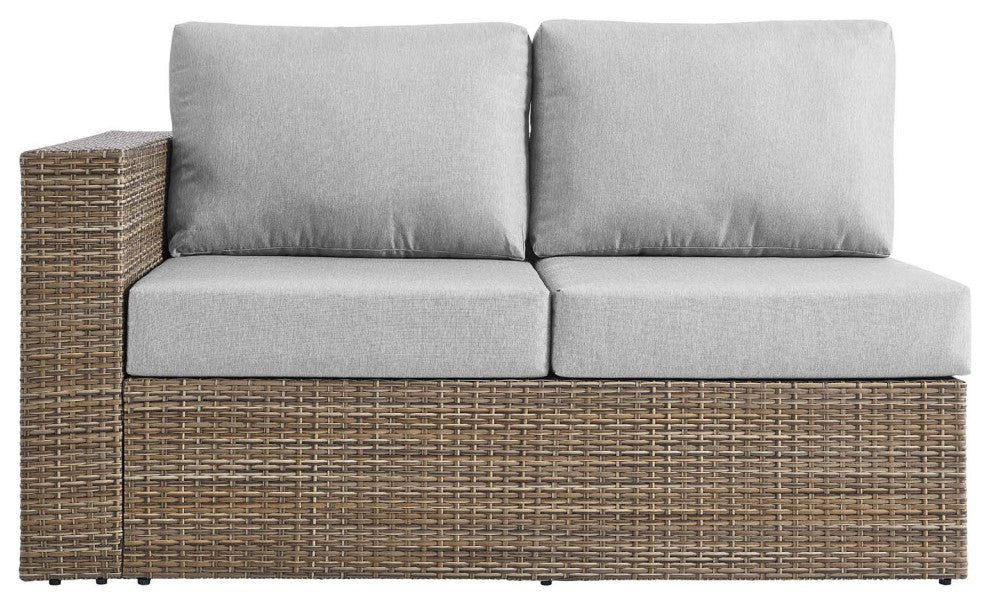 Outdoor Patio Outdoor Patio Sectional Sofa and Ottoman Set, Cappuccino Gray