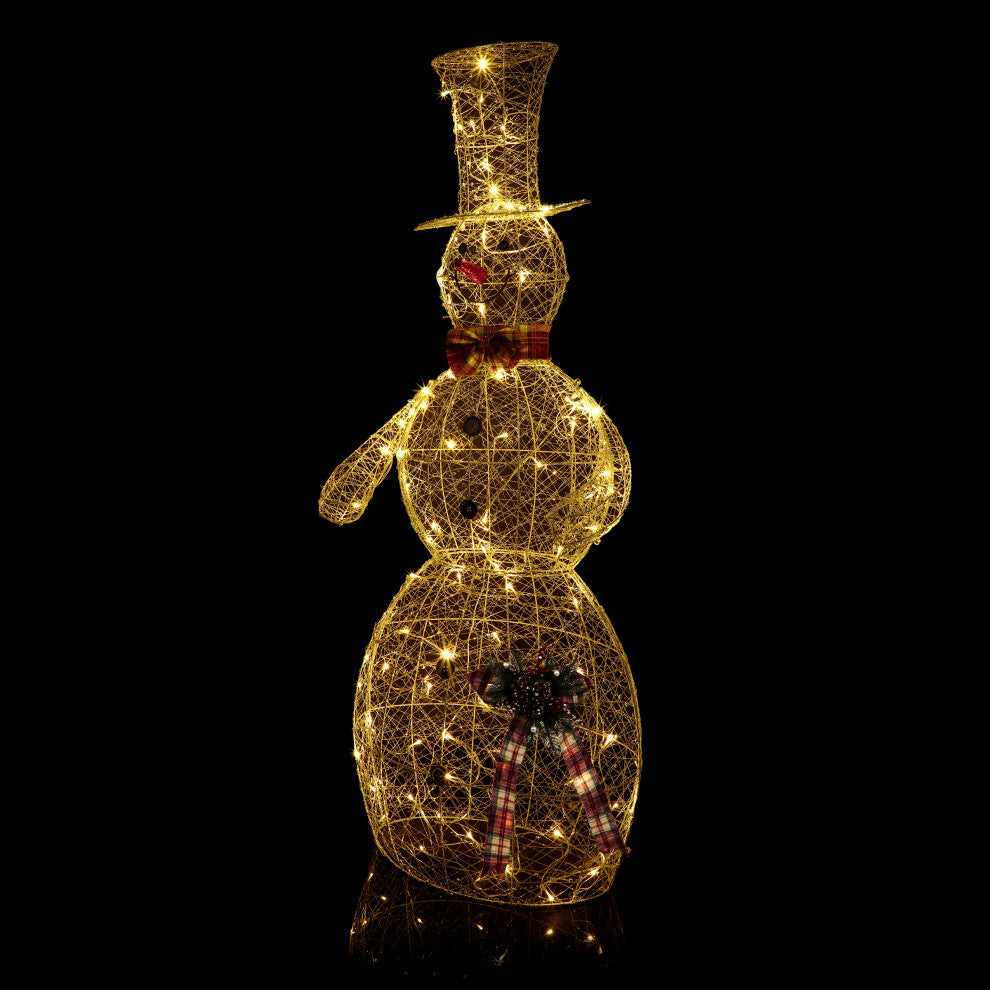 Gold Wire Snowman DÃ©cor with Warm White LED Lights, 28"l X 18"w X 71"h (Extra La