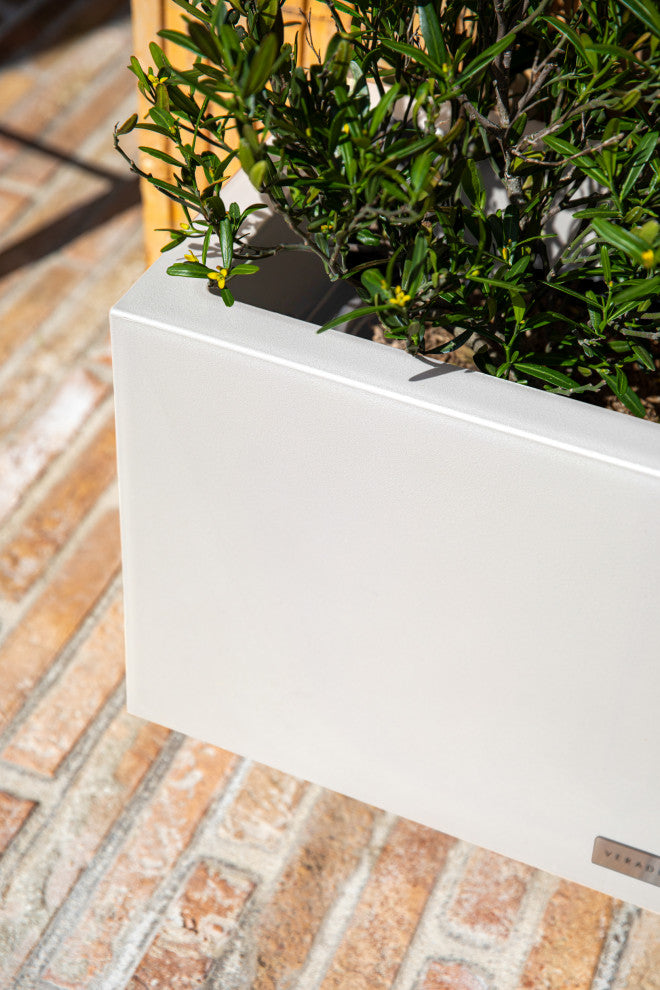 Veradek Block Series Long Box Planter, White, 13"h X 11"w X 25"l