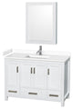 48"SGL Bathroom Vanity White, White Cult. Marble Countertop, Sink, Med. Cabinet