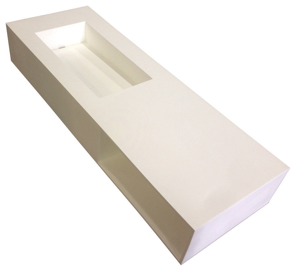 ADM Rectangular Countertop Sink, White, 48", Matte White