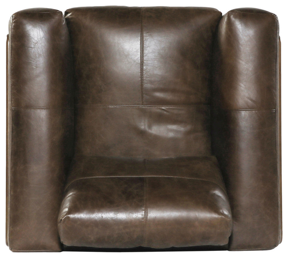 Connor Contemporary Oversized Club Chair, Espresso/Dark Walnut, Top Grain Leather
