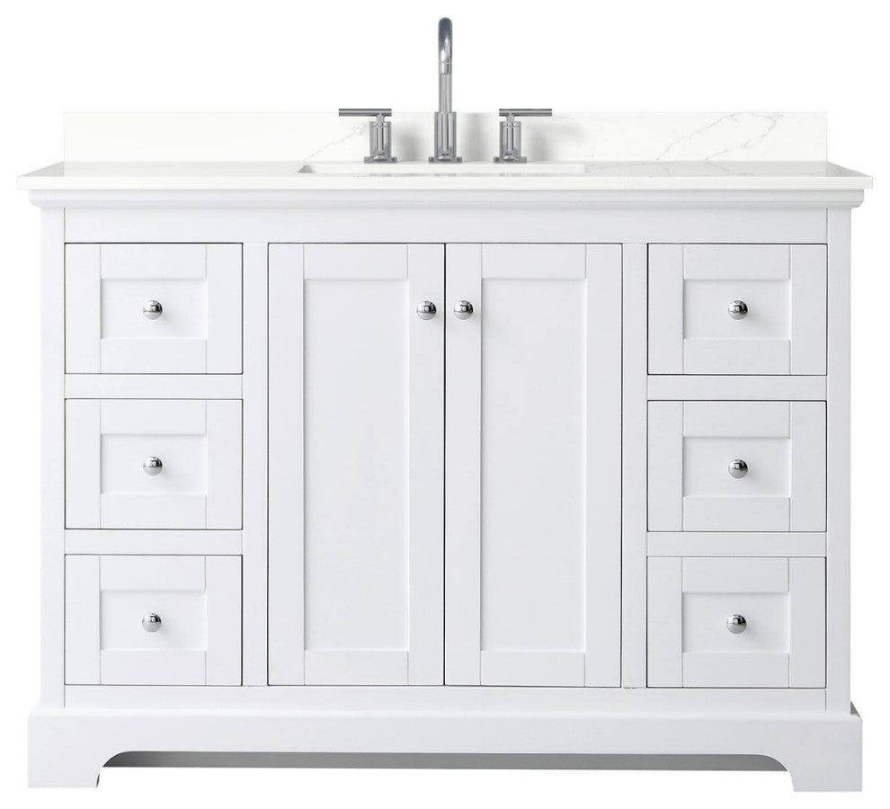 Wyndham Collection WCV232348S-QTZ-US3MXX Avery 48" - White / White Quartz Top /