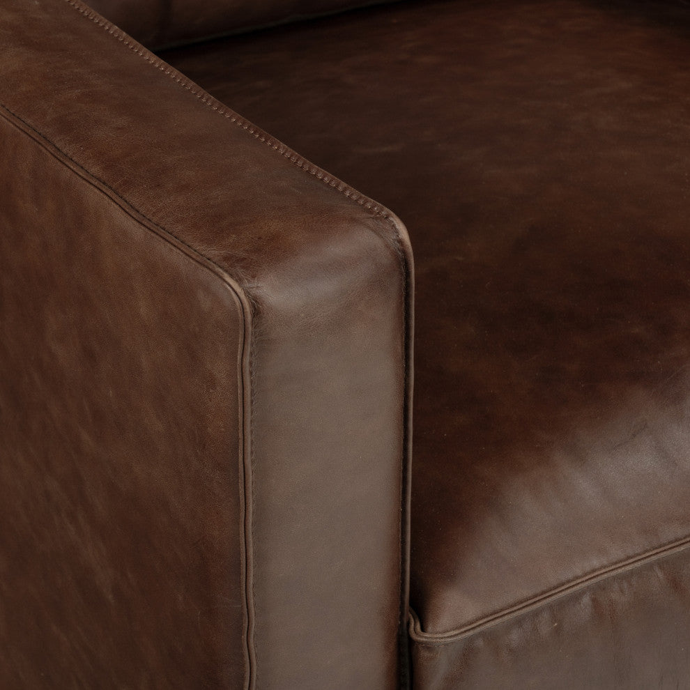Poly and Bark Mateo Leather Lounge Chair, Chocolate Brown