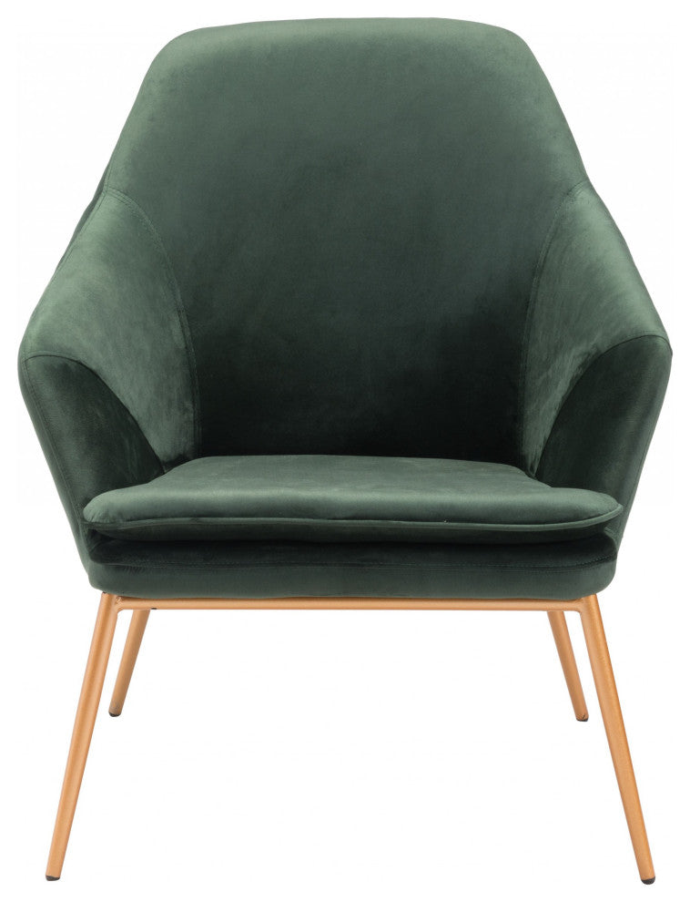 Forest Green Velvet and Gold Chair