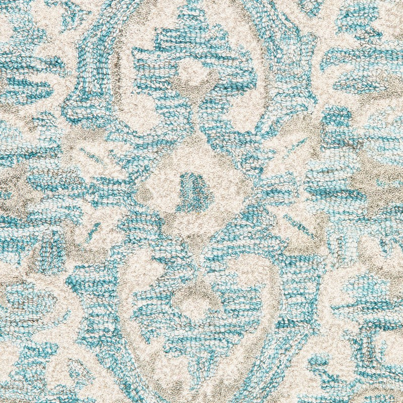 8" x 10" Turquoise and Cream Medallion Area Rug