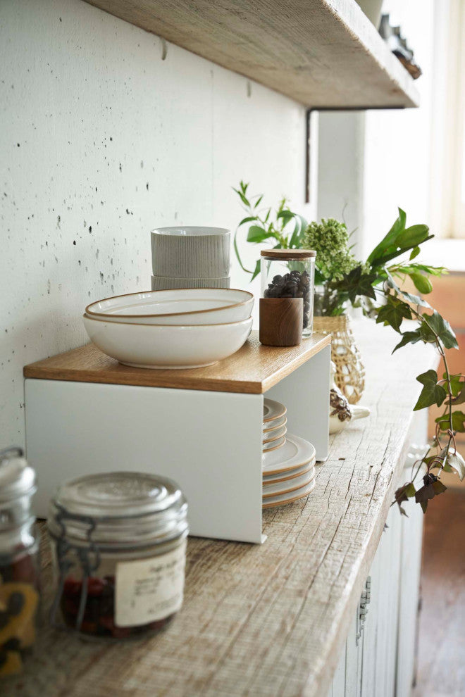 Tosca Wood-Top Stackable Kitchen Rack, White