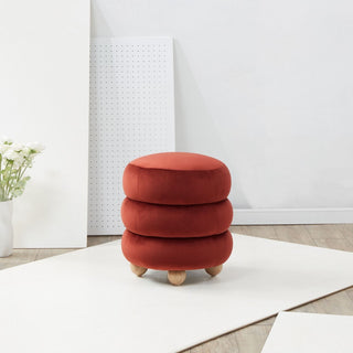 Safavieh Couture Cecelia Round Ottoman, Rust/Natural