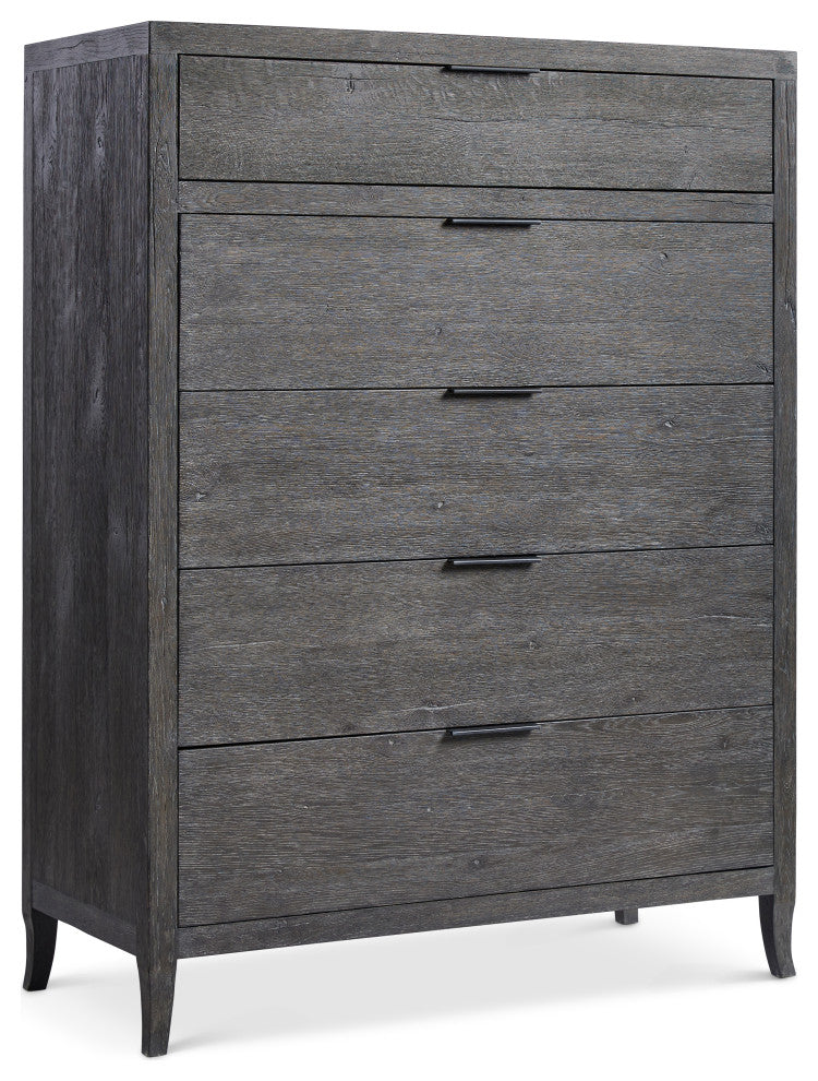 Full front view of the tall drawer chest on a white background.