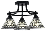 Paramount 3-Light Semi-Flush Light, Matte Black, 7" Pewter Art Glass