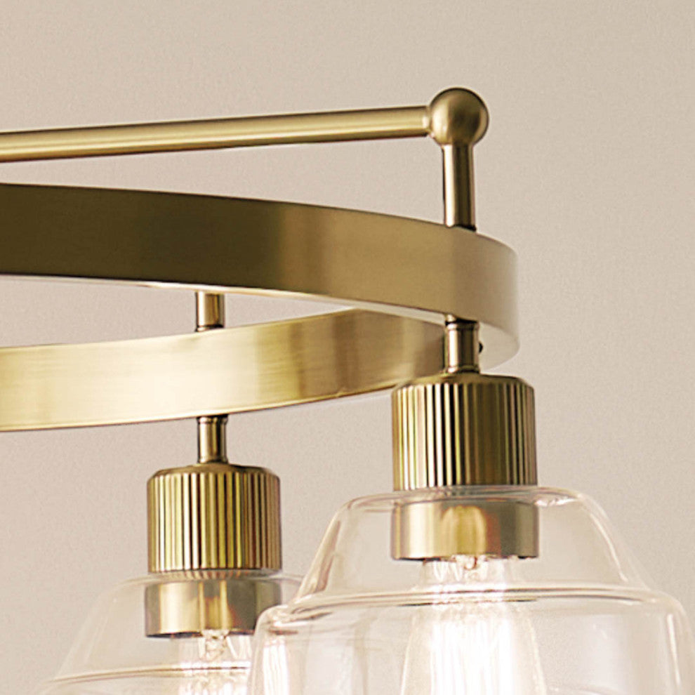 Eastmont 5 Light Chandelier, Clear Glass, Brushed Natural Brass