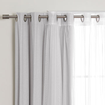 Tulle & Linen Blackout Curtains, Lt. Grey, 52"x84"