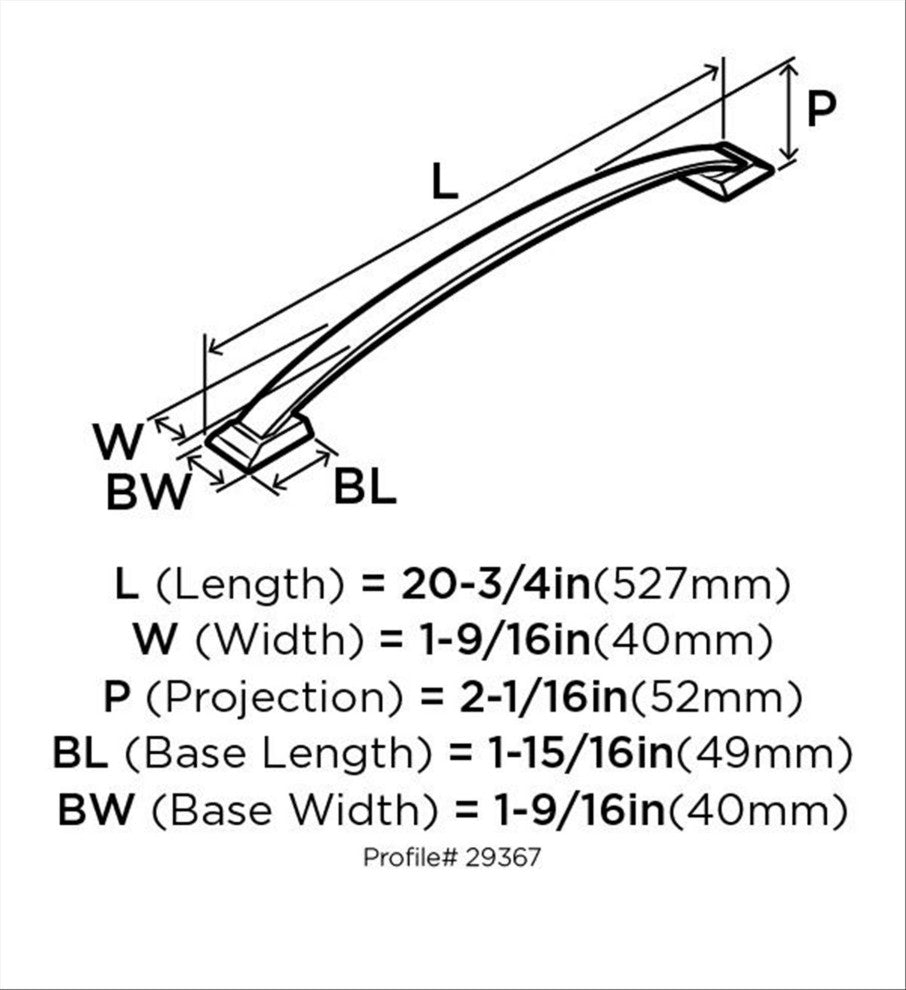 Candler 18" 457 mm Center-to-Center Polished Nickel Appliance Pull