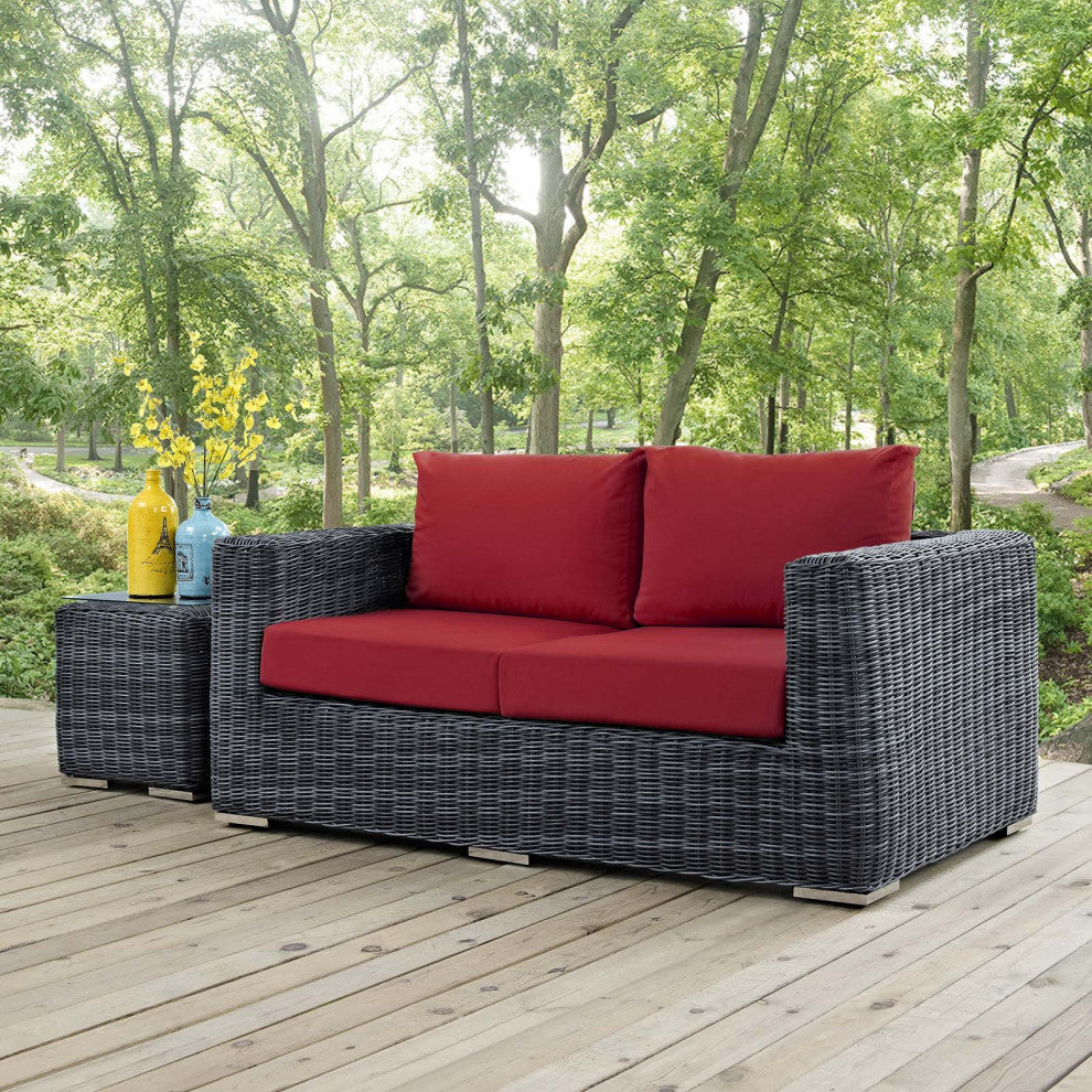 Canvas Red Summon Outdoor Patio Sunbrella Loveseat