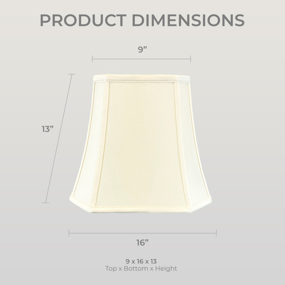 Royal Designs Square Cut Corner Bell Lamp Shade, Eggshell, 9"x16"x13", Single