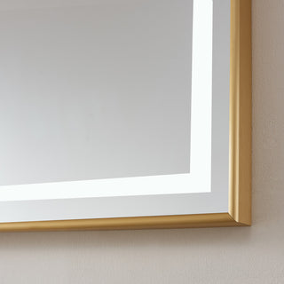 Horizontal Rectangular LED Wall Mount Bathroom Mirror, Gold, 72"