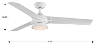 Edwidge 3-Blade 52" DC Motor LED Contemporary Ceiling Fan, White