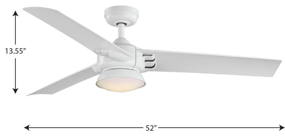 Edwidge 3-Blade 52" DC Motor LED Contemporary Ceiling Fan, White