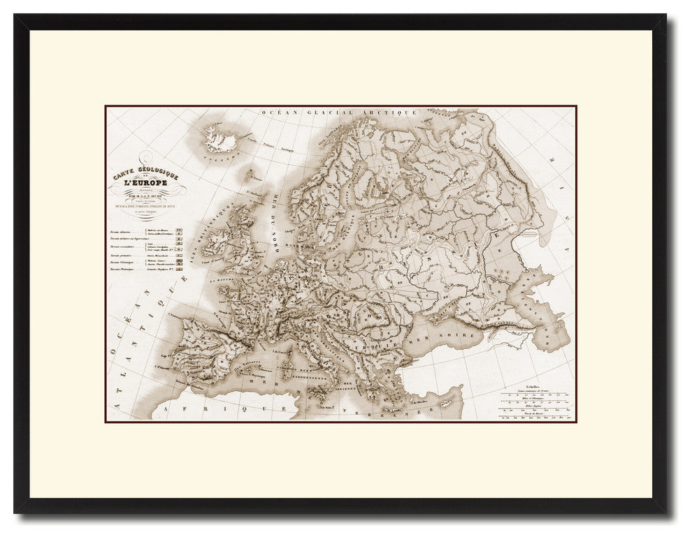 Europe Geological Vintage Sepia Map Canvas Print, 16"x21"