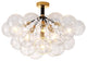 Contemporary Clear Glass Bubble Semi Flush Mount, Black, 6 Lights