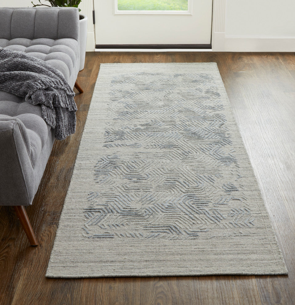 Weave & Wander Huntley Rug, Light Blue/Gray, Rug, 2'9"x10' Runner