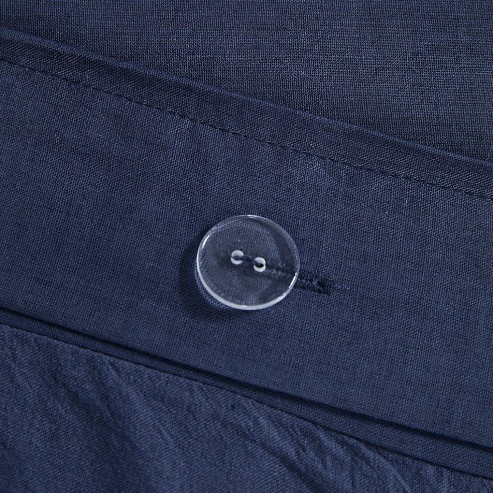 Urban Habitat Brooklyn Pom-Pom 7-Piece Duvet Cover Set, Indigo Blue