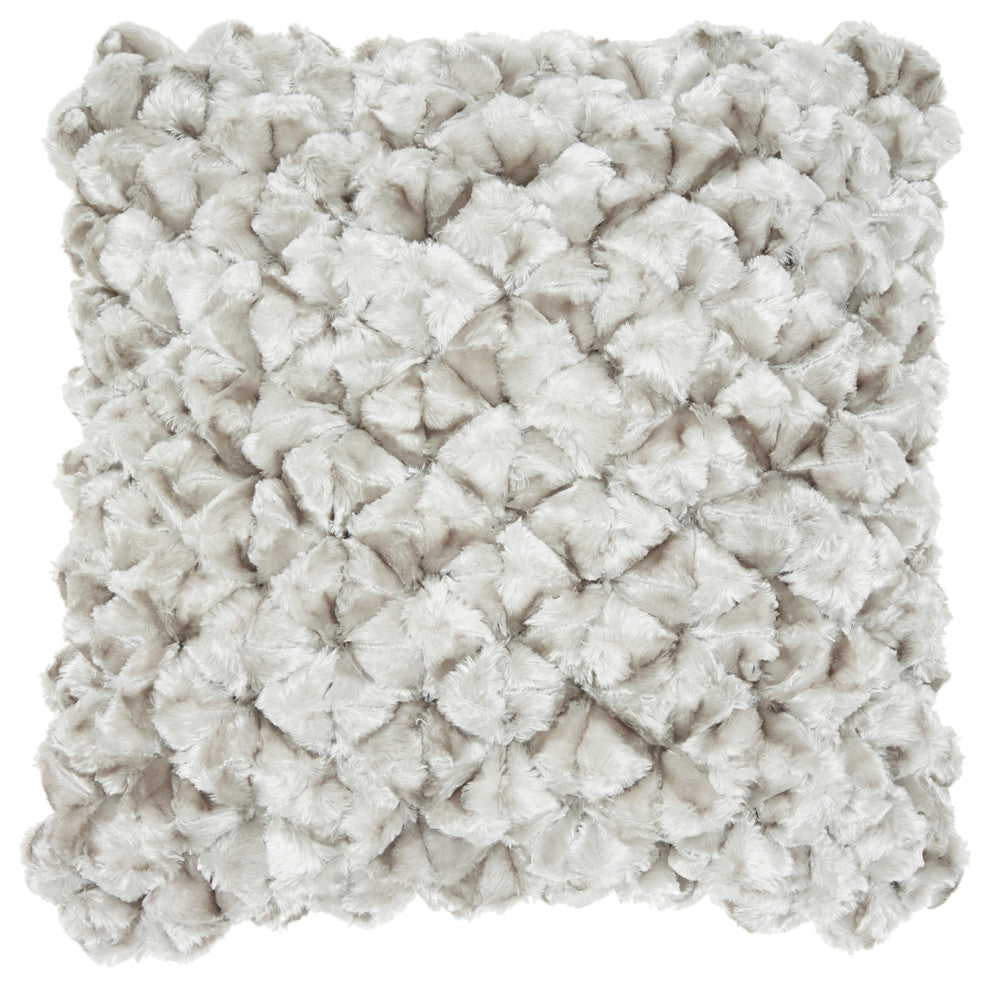 Mina Victory Life Styles Velvet Shimmer Poms Silver Throw Pillow