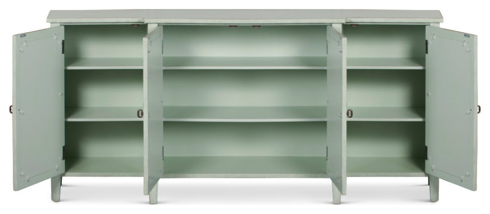 Zen Sage Sideboard with Lattice Fretwork Mirror Doors
