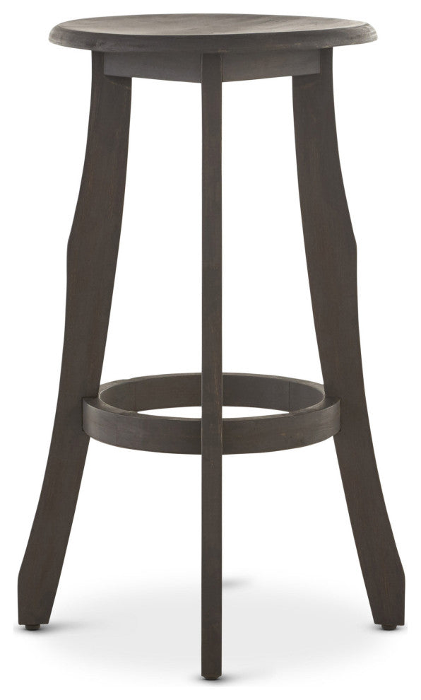 GDF Studio Primrose Outdoor Dark Gray Finished Acacia Wood Barstools, Set of 2