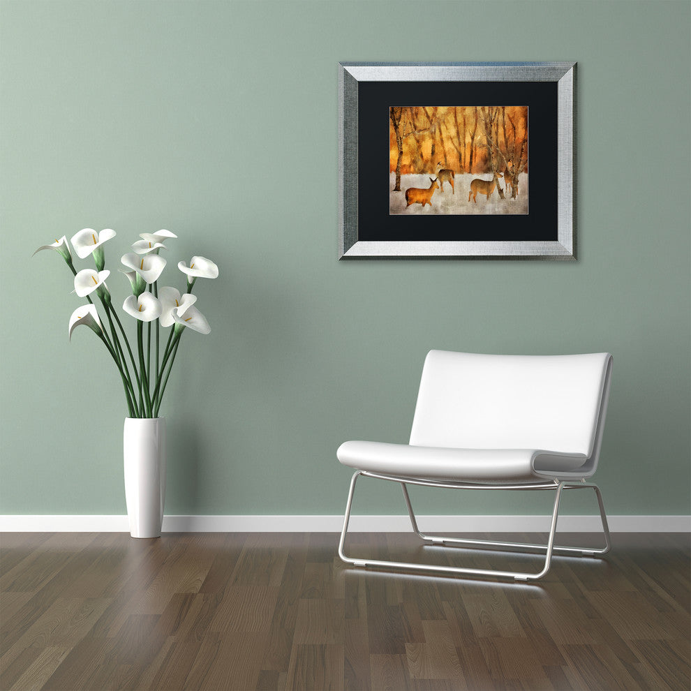 Bryan 'Creatures of a Winter Sunset' Art, Silver Frame, Black Matte, 14"x11"